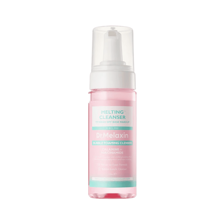 Dr. Melaxin Melting Cleanser, 150ml tube, facial makeup remover, hypoallergenic foam-to-water formula, rich bubble texture, suitable for sensitive skin.