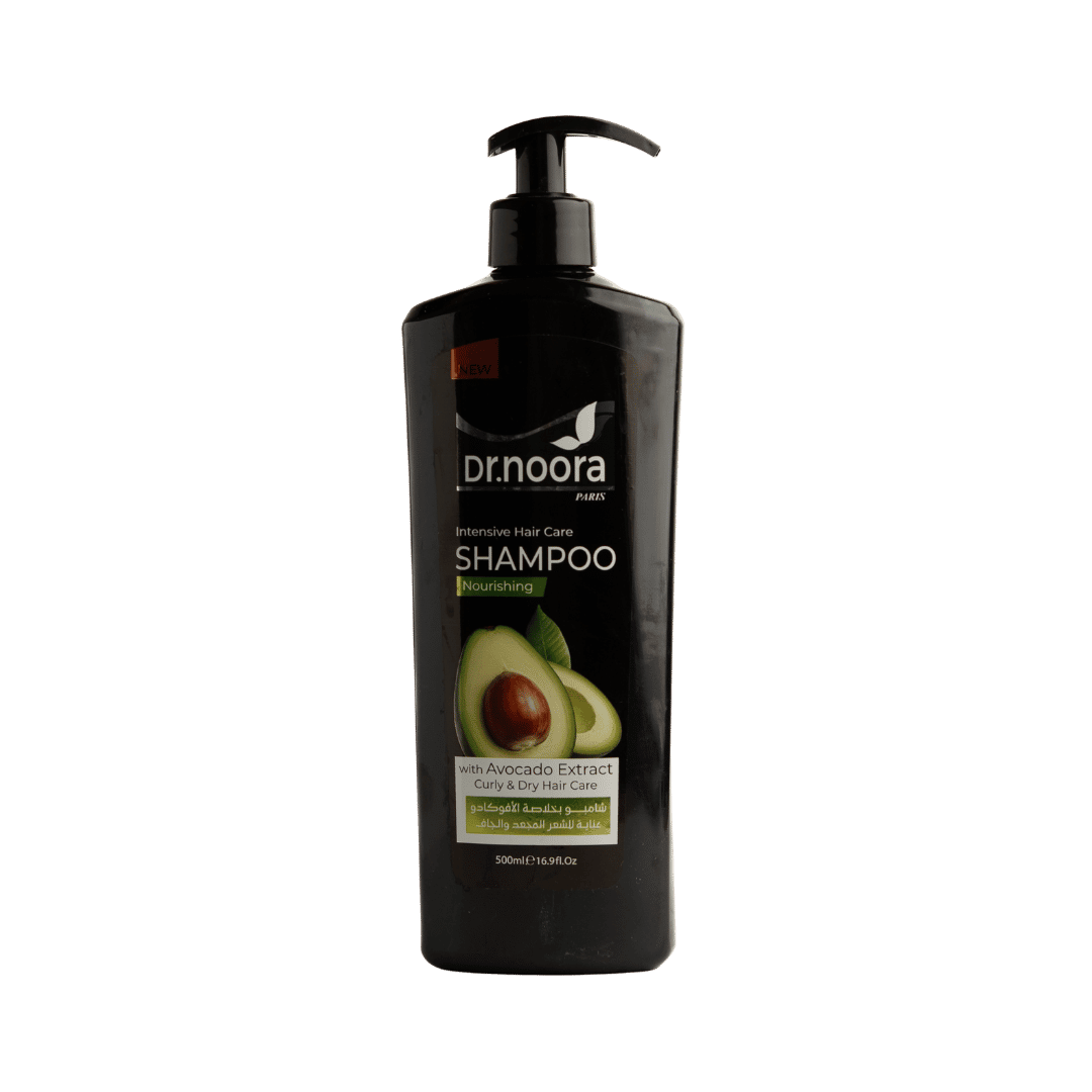Dr noora shampoo nourishing avocado extract 500ml black pump bottle curly dry hair care