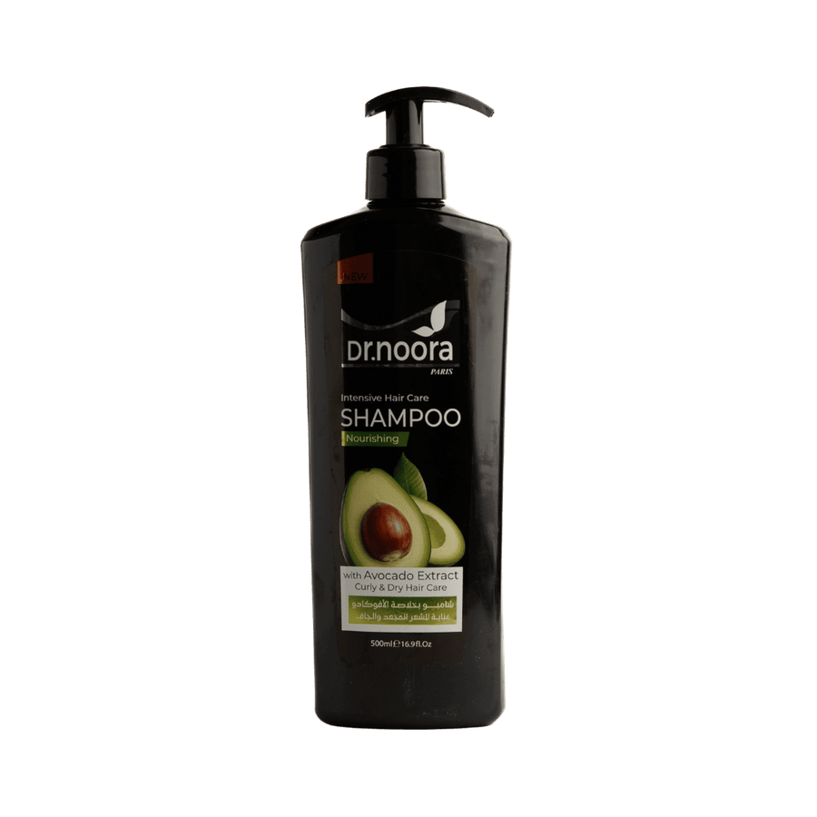 Dr noora shampoo nourishing avocado extract 500ml black pump bottle curly dry hair care
