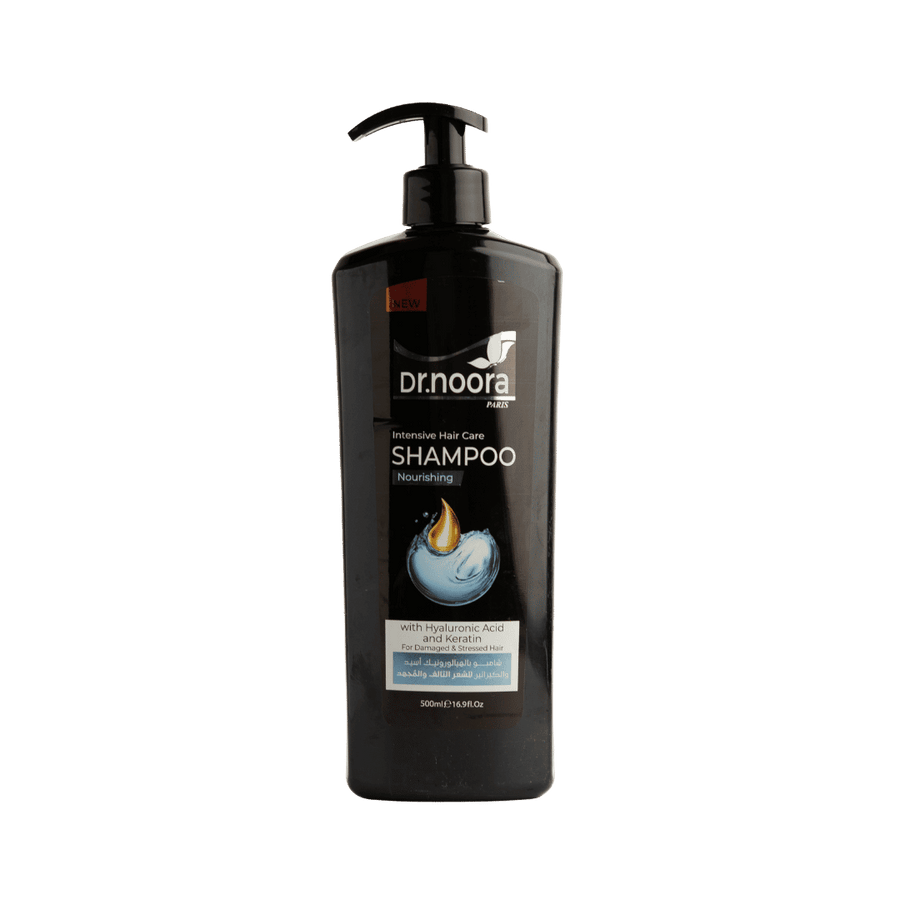 Dr noora shampoo nourishing with hyaluronic acid keratin 500ml black bottle pump hair care