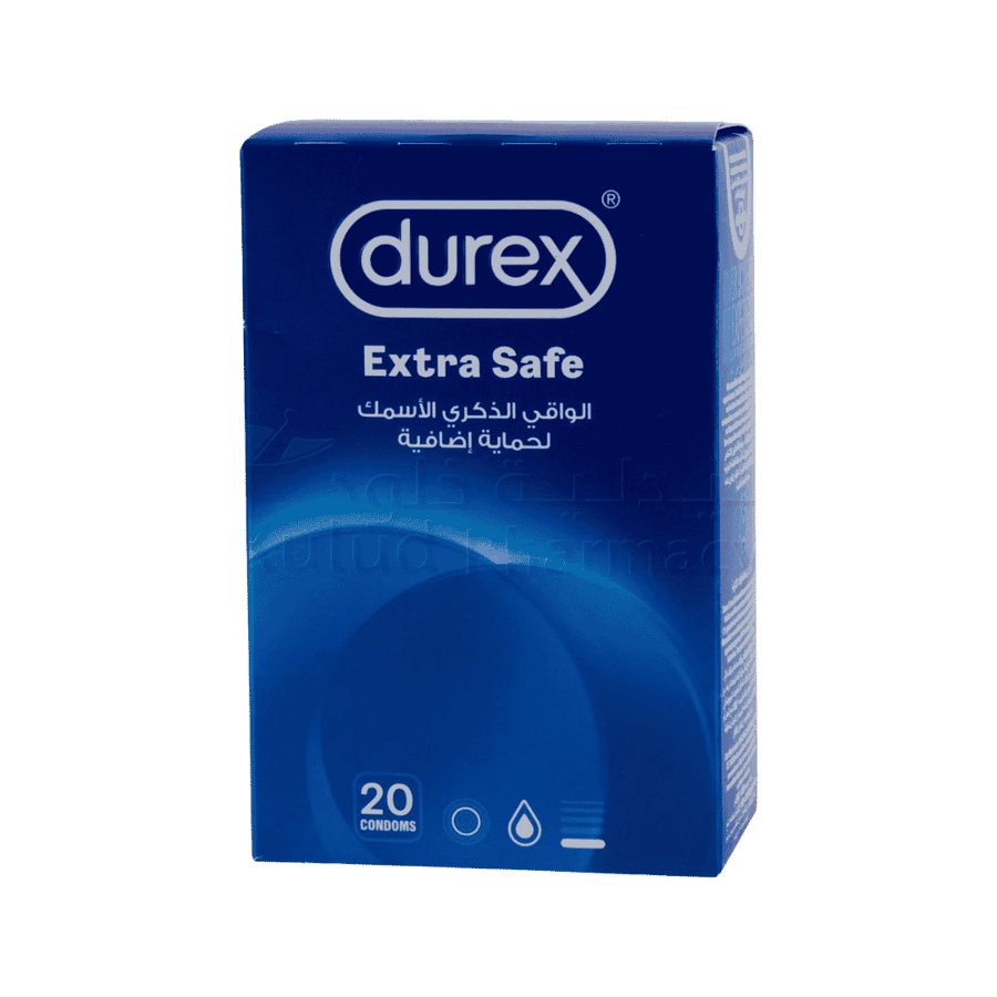 Durex Extra Safe condoms, 20 condoms per pack, with additional protection.
