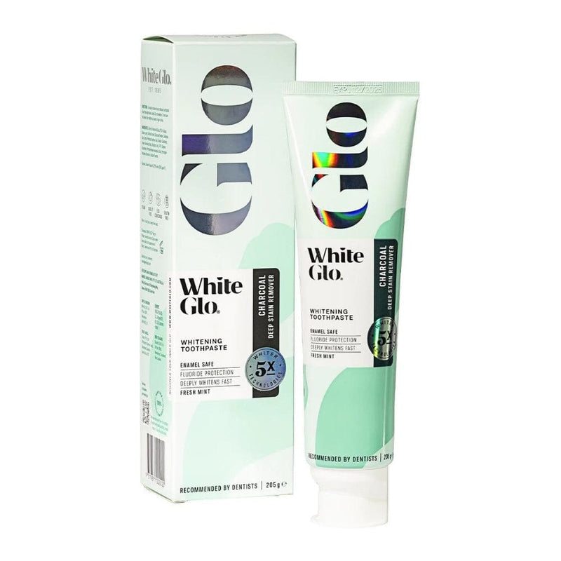 White Glo Charcoal Deep Stain Remover Whitening Toothpaste -205g |معجون أسنان وايت جلو بالفحم لإزالة البقع العميقة وتبييض الأسنان - 205 غرام
