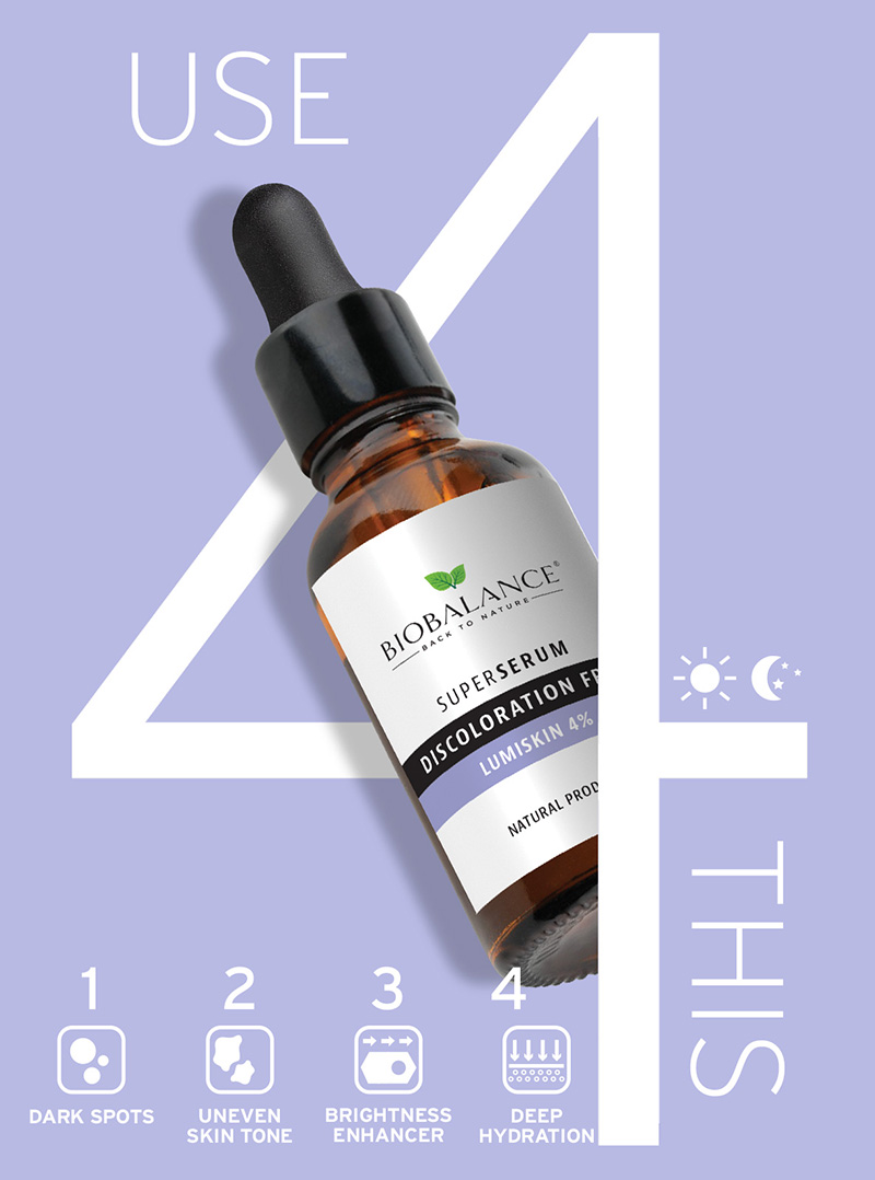 Bio Balance Discoloration Free Lumiskin 4% Super Serum - 30 ml |بايو بالانس سيروم لومسكين معالج للتصبغ والكلف  - 30 مل