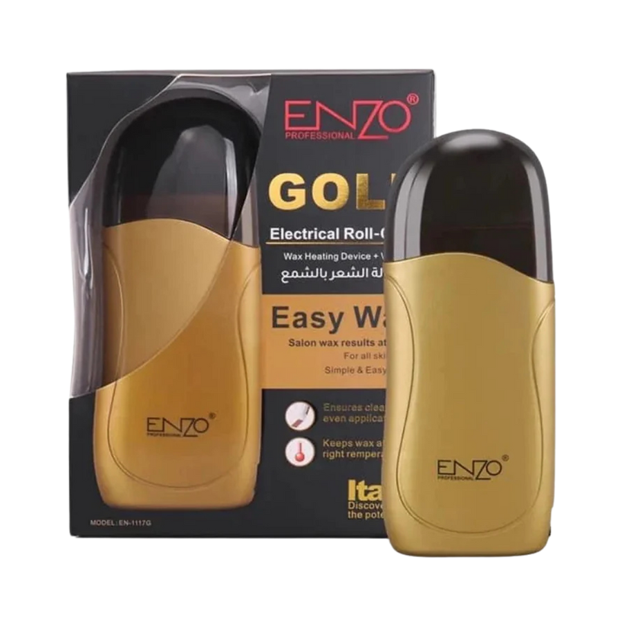 ENZO Gold Electrical Roll-On Wax Heating Device, with easy-to-use design for smooth hair removal.