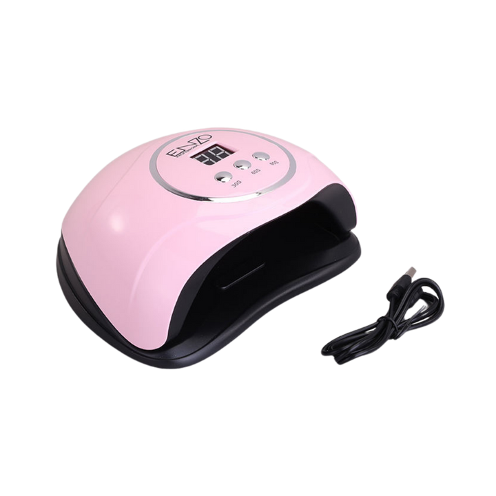 ENZO professional gel polish nail lamp, pink and black UV/LED dryer with digital display and power cable
