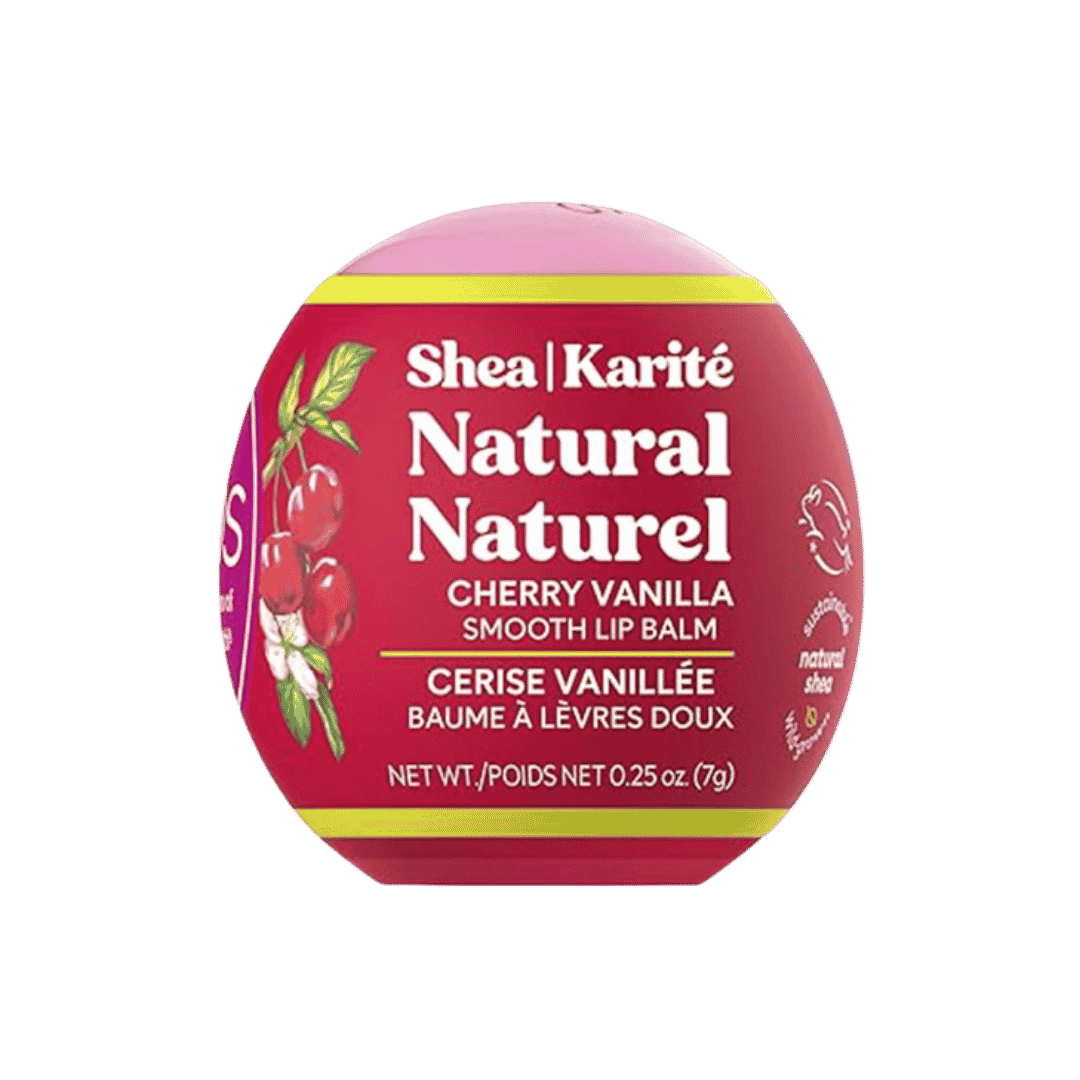 Shea Karité Natural Naturel cherry vanilla smooth lip balm, 0.25 oz round container