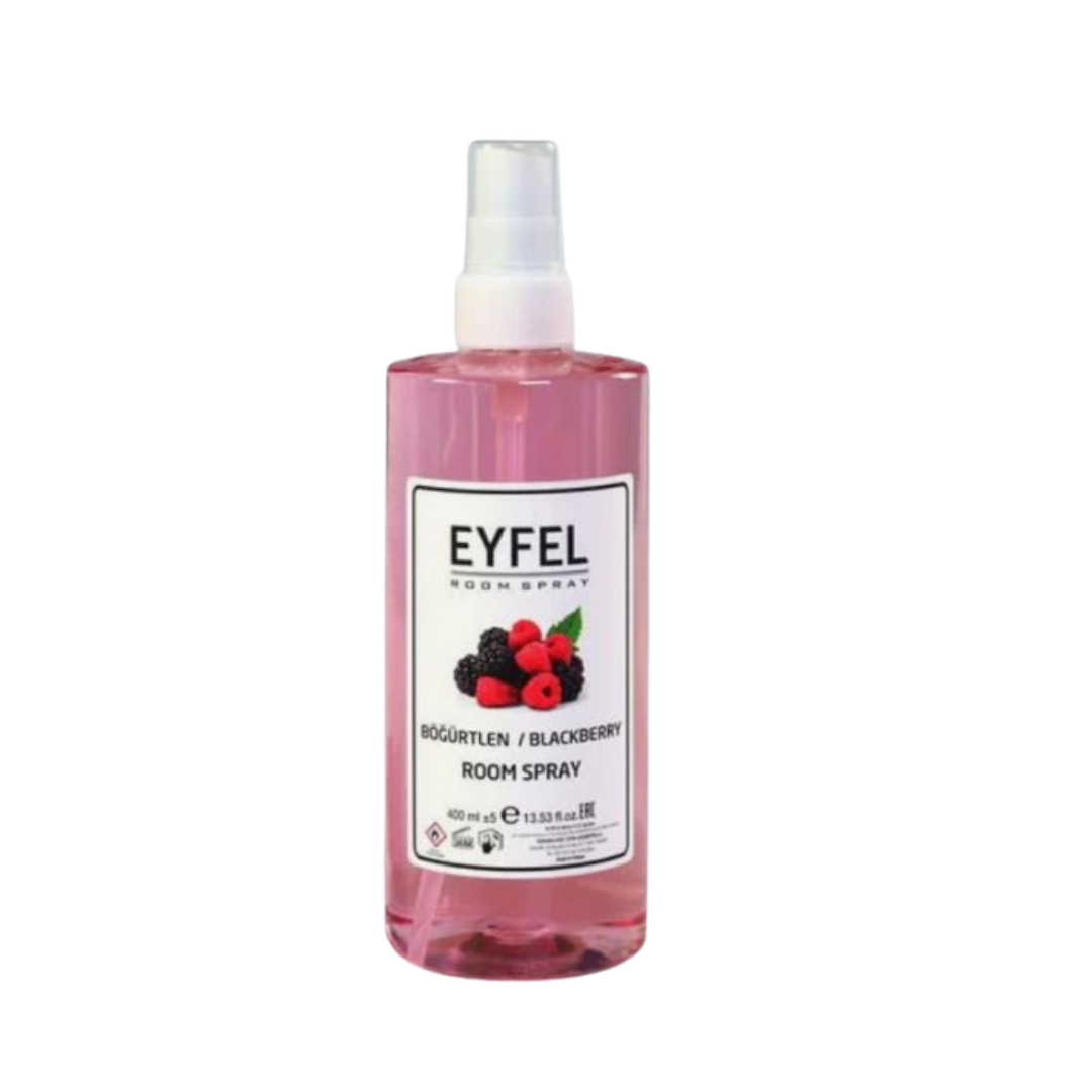 EYFEL Blackberry Room Spray 400ml pink spray bottle with white label and berry graphic