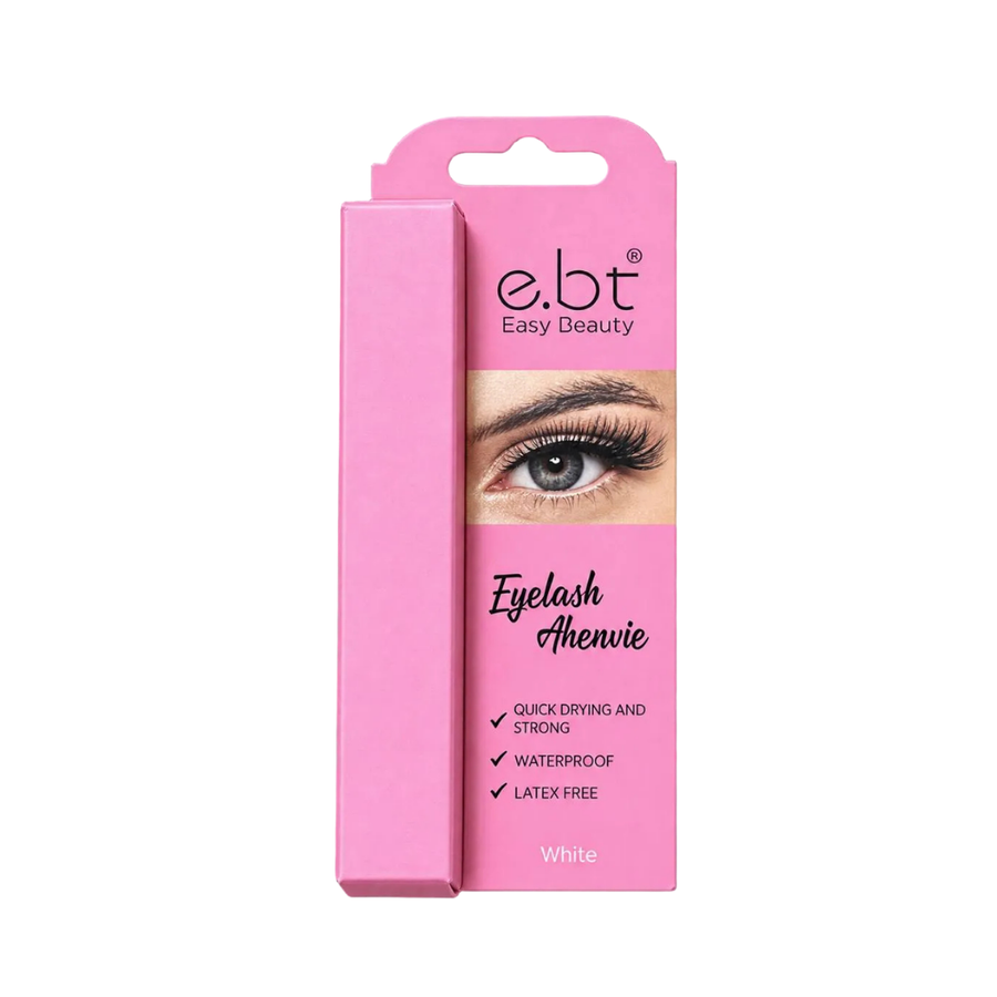 Easy Beauty Eyelash Adhesive white lash glue with quick-drying waterproof formula.