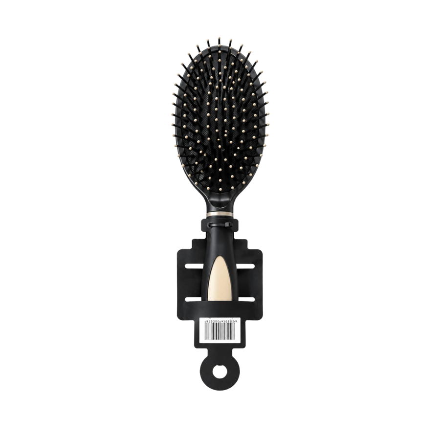 Easy Beauty Oval Hairbrush with black oval head and cushioned bristles for detangling and styling hair.