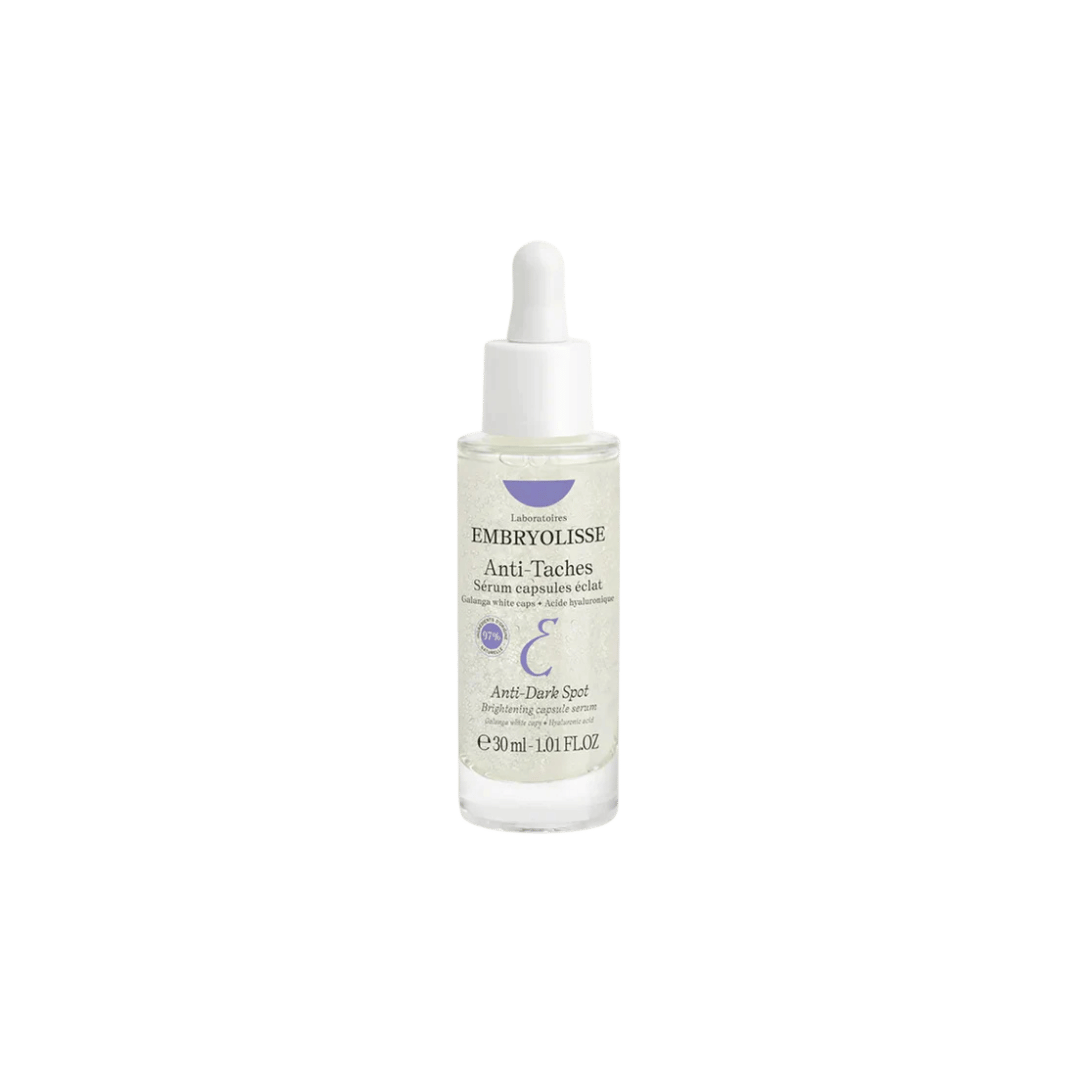 Embryolisse Anti-Dark Spot Brightening Capsule Serum, 30ml, clear dropper bottle with white cap and award seal.