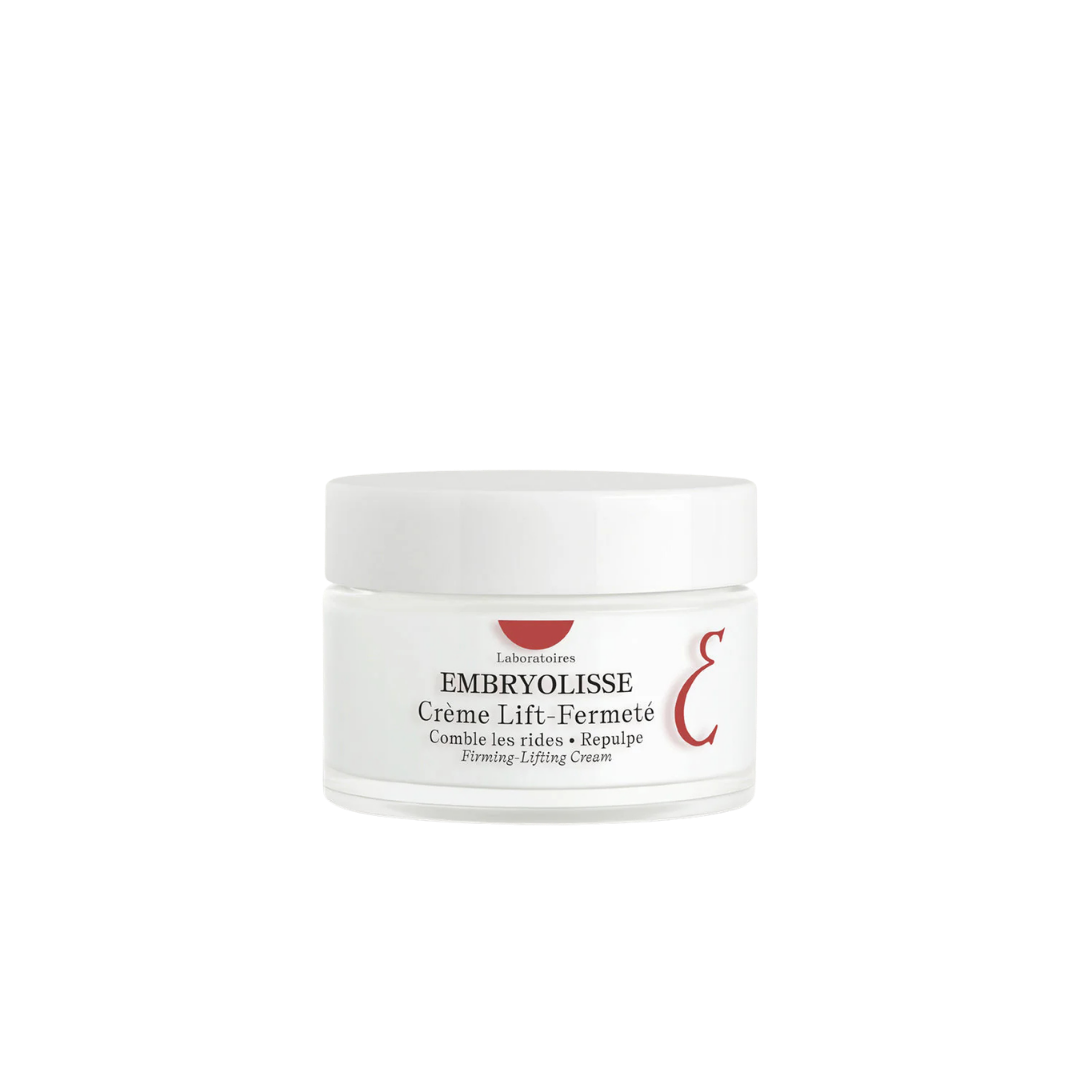 Embryolisse Crème Lift-Fermeté firming cream, white jar with screw lid and red accents, 50 ml