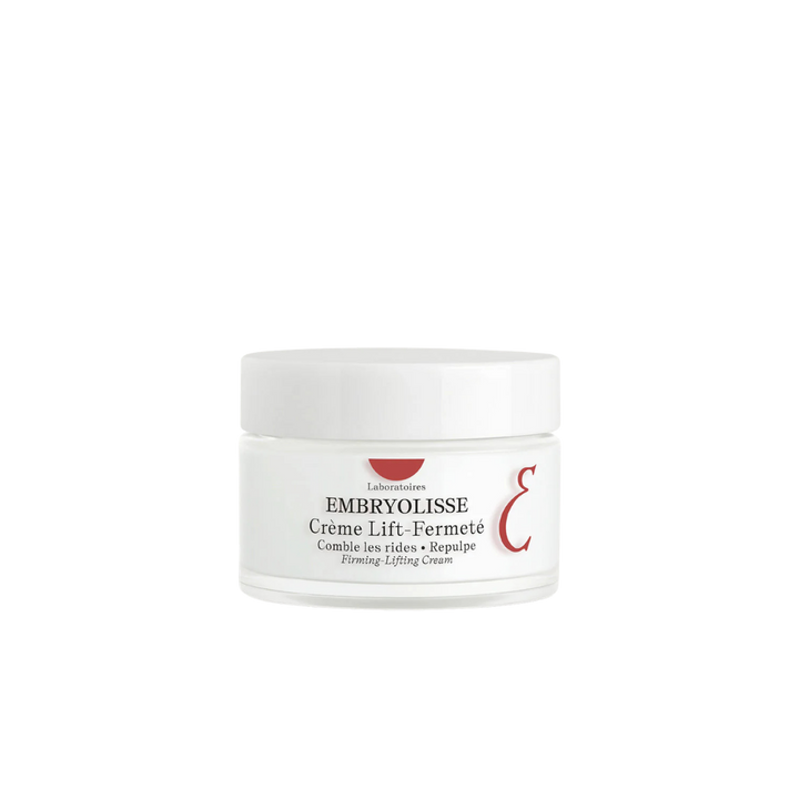 Embryolisse Crème Lift-Fermeté firming cream, white jar with screw lid and red accents, 50 ml