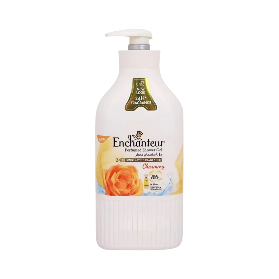 Enchanteur Charming perfumed shower gel 400ml pump bottle with rose label
