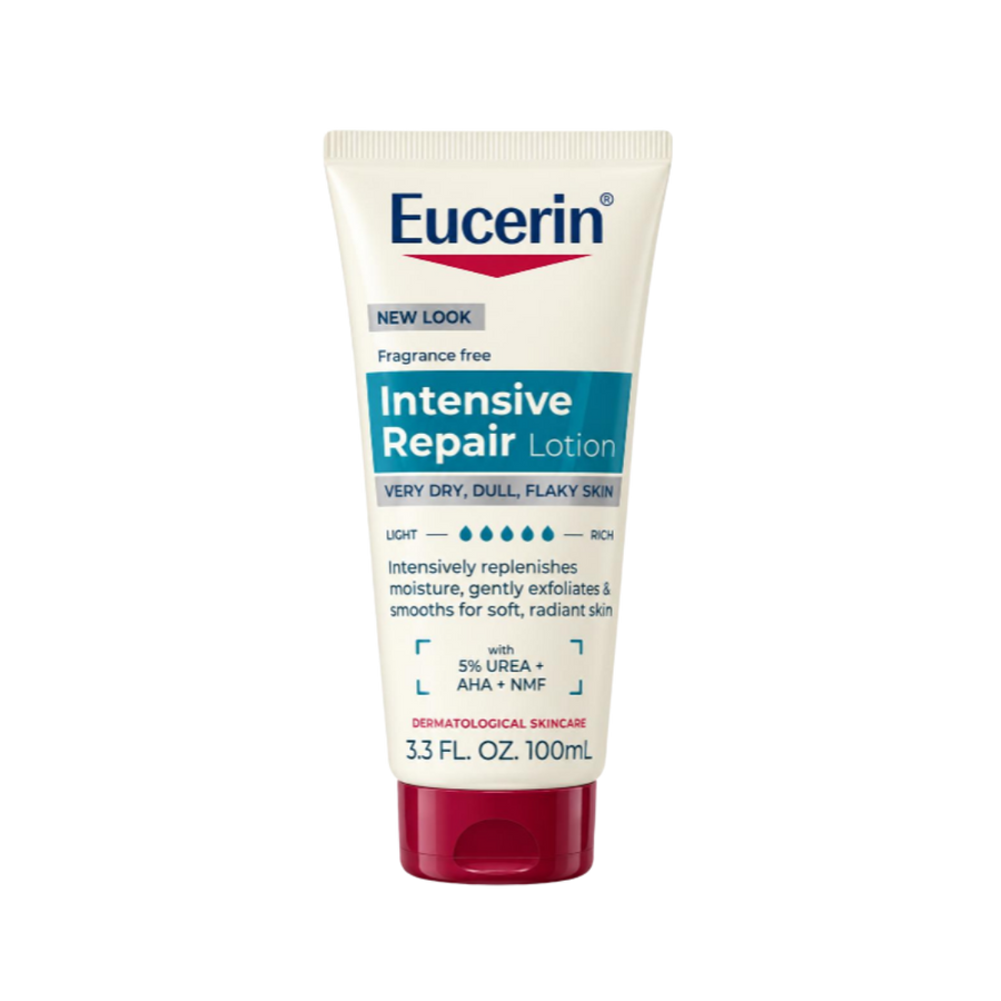 Eucerin Intensive Repair Lotion 100ml fragrance-free white tube with red cap and blue label