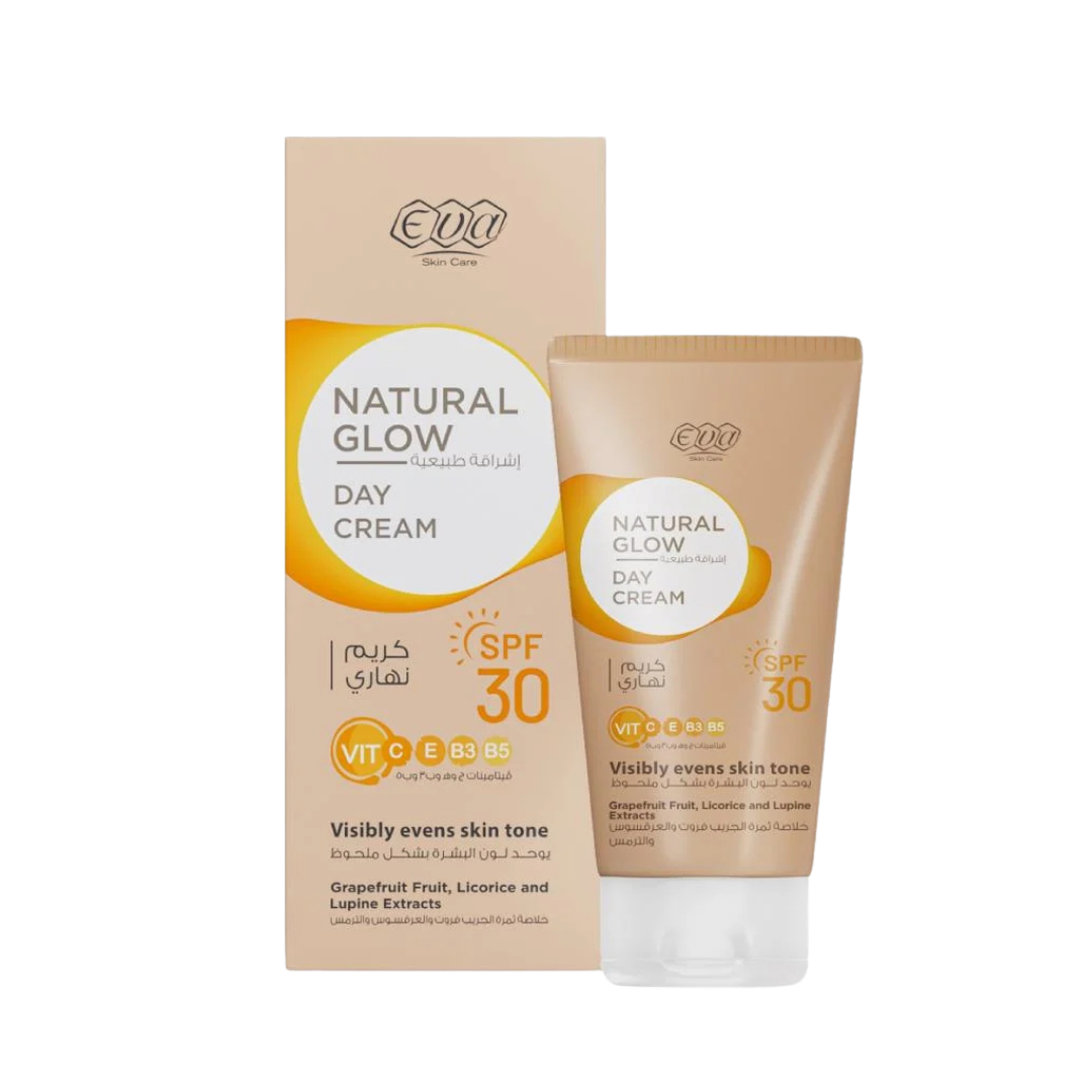 Eva Skin Care Natural Glow Day Cream SPF 30 50g beige tube with matching box