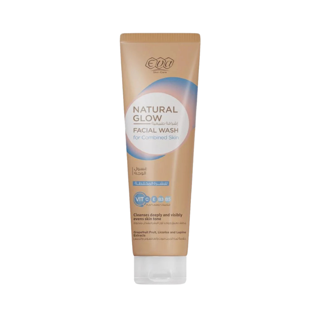 Eva Skin Care Natural Glow facial wash 100ml beige tube with blue circle label