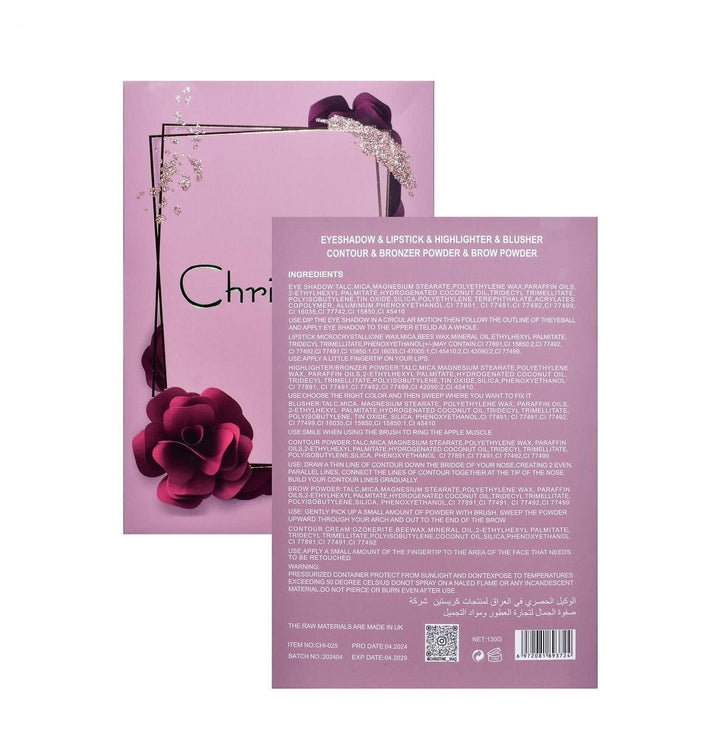 Christine 5 in 1 Palette Notebook Eye Shadow + Illuminator + Blush + Lipstick | كريستين باليت 5في 1