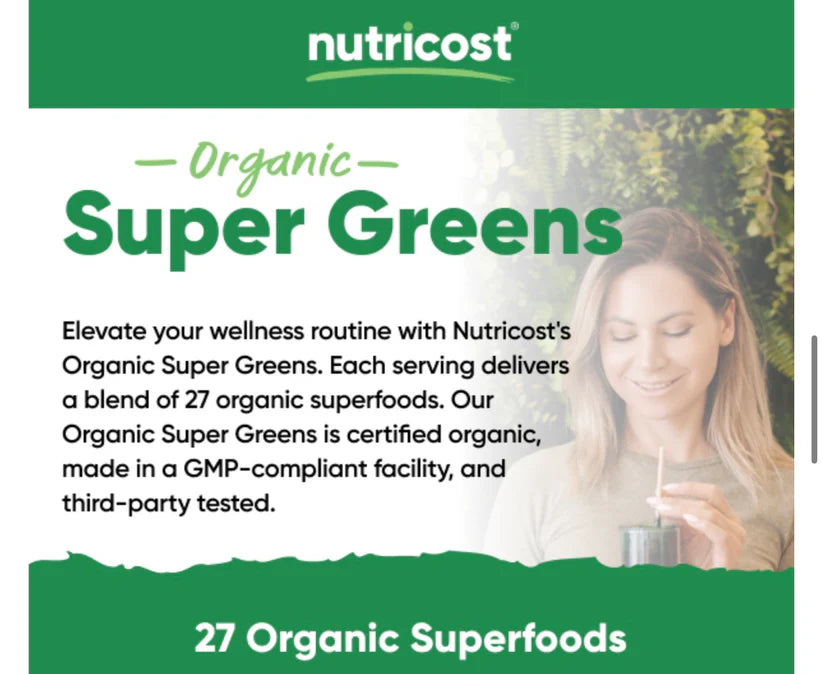 Nutricost Organic Super Greens - 103g | نيوتريكوست سوبر جرينز عضوي – 103 غرام