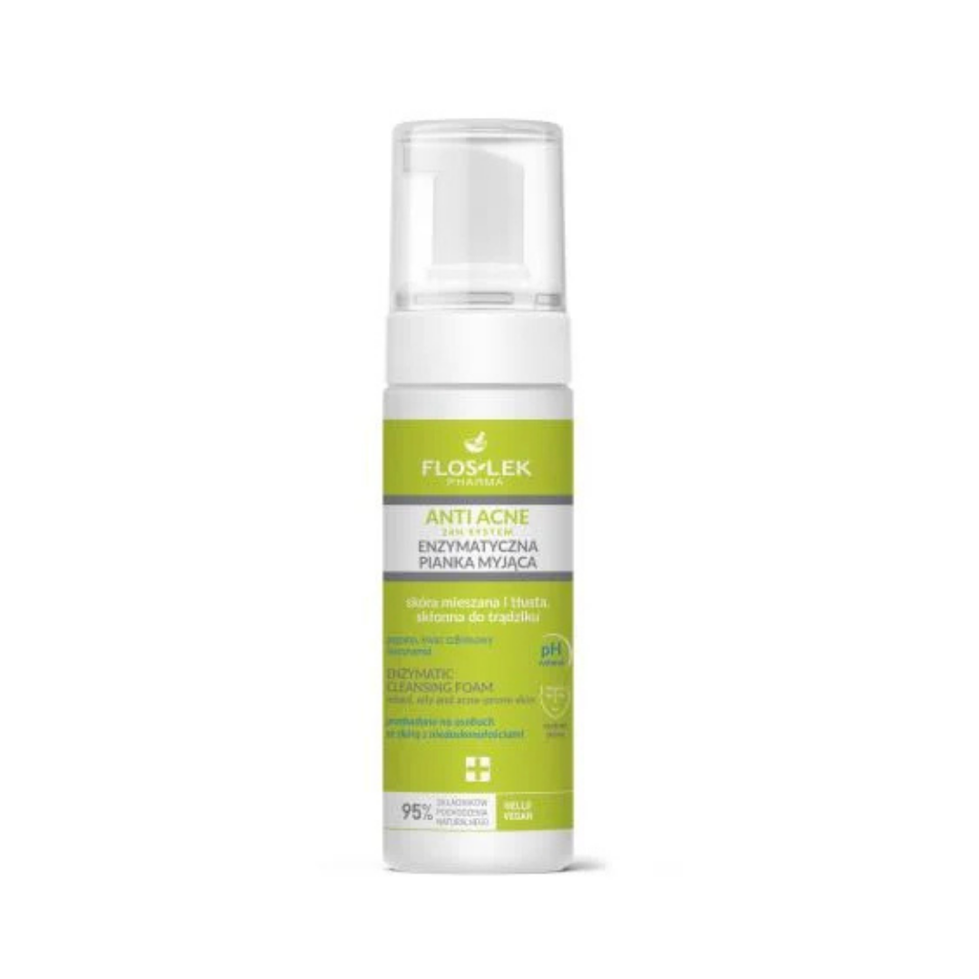 FLOSLEK PHARMA ANTI ACNE 24H System Enzymatic cleansing foam - 150ml | فلوسليك فارما رغوة تنظيف لمكافحة حب الشباب 24 ساعة  - 150 مل
