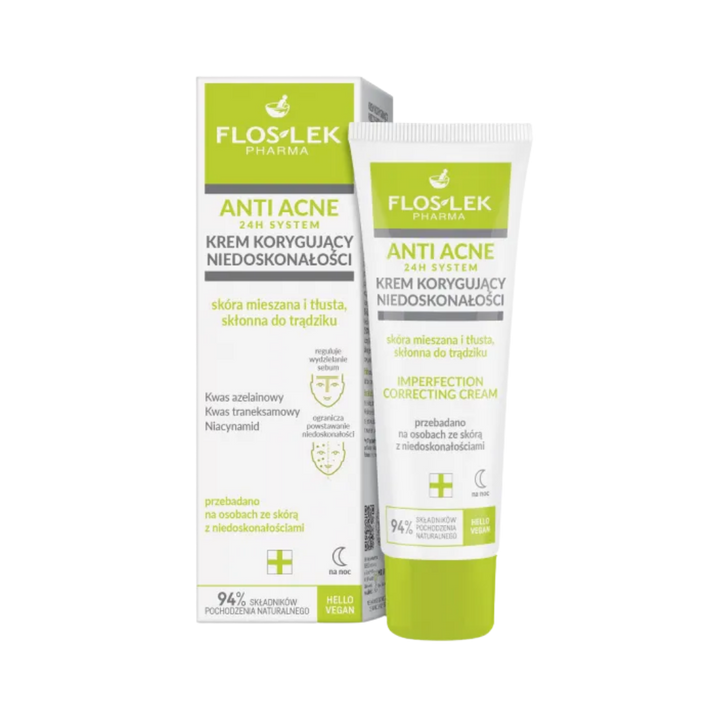 FLOSLEK PHARMA ANTI ACNE 24H System Imperfection correcting cream - 50ml | فلوسليك فارما كريم ليلي للعناية بالبشرة المعرضة لحب الشباب - 50 مل
