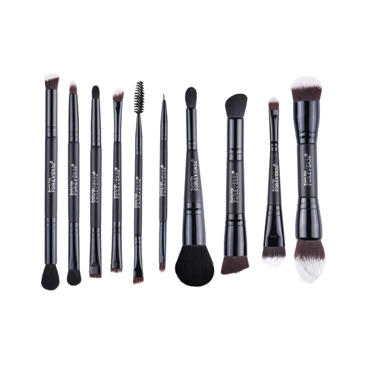 FOR EVER52 Double Side Brush Set with ten black dual-ended makeup brushes of varied shapes