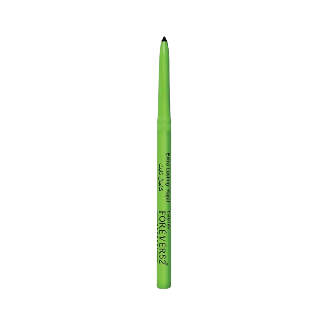 FOR EVER52 Extra Lasting Kajal Black Waterproof 0.35g green pencil eyeliner with black tip.