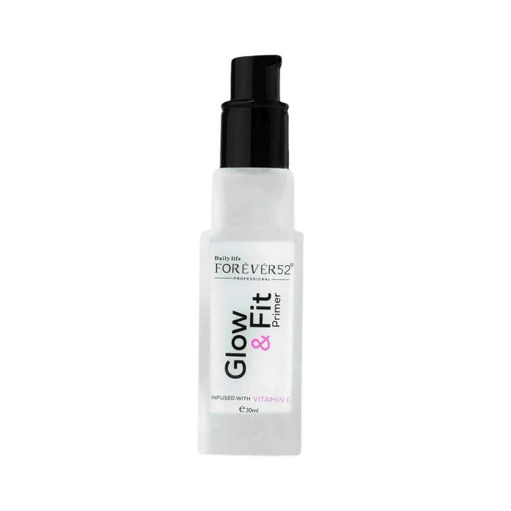 FOREVER52 Glow & Fit Primer 30ml white pump bottle infused with vitamin E.