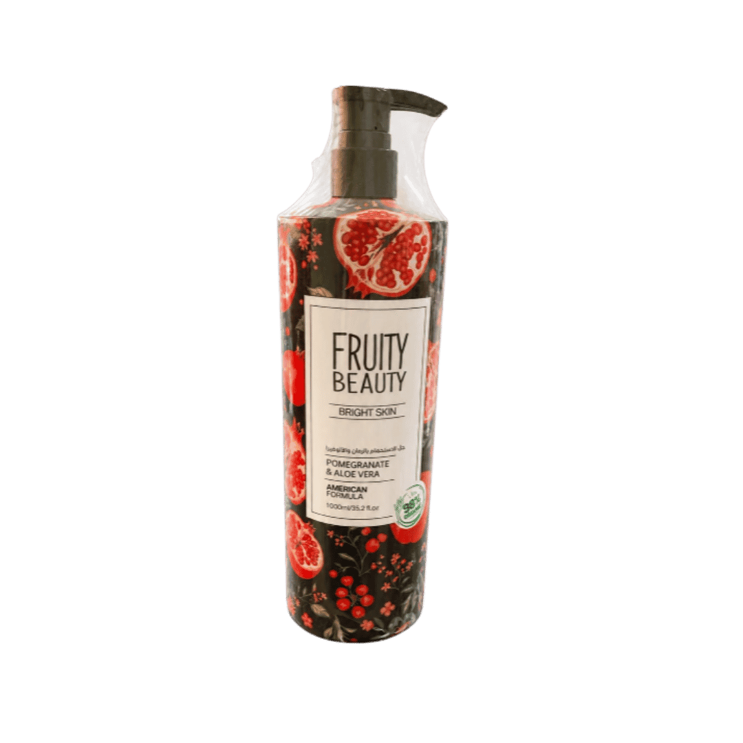 Fruity Beauty bright skin pomegranate aloe vera lotion 1000ml pump bottle with black label