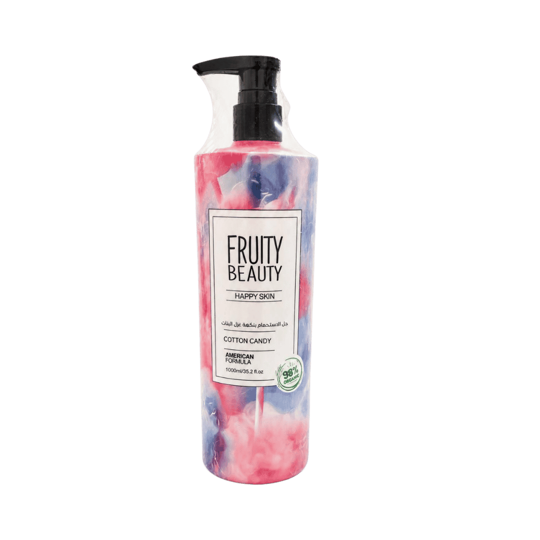 Fruity Beauty shower gel cotton candy 1000ml pump bottle pink blue packaging label visible