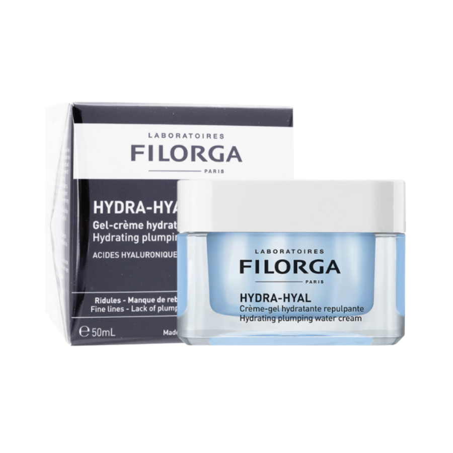 FILORGA Hydra-Hyal Hydrating Plumping Water Cream 50ml blue glass jar with black and white packaging