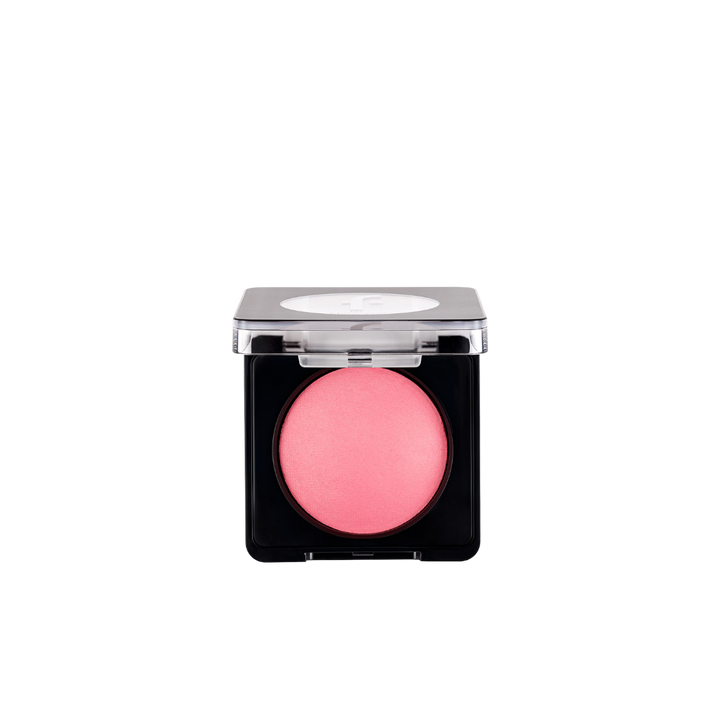 Flormar Baked Blush-On 054 Flormarpink, 4 g, pink blush in black square compact with clear hinged lid.