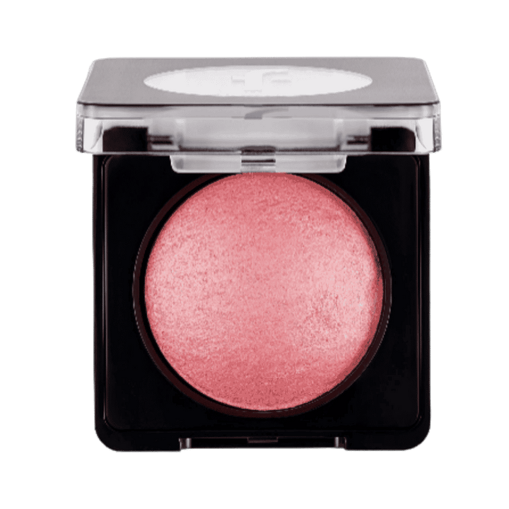 Flormar Baked Blush-On 4g compact with shimmery coral-pink baked powder in black square case.