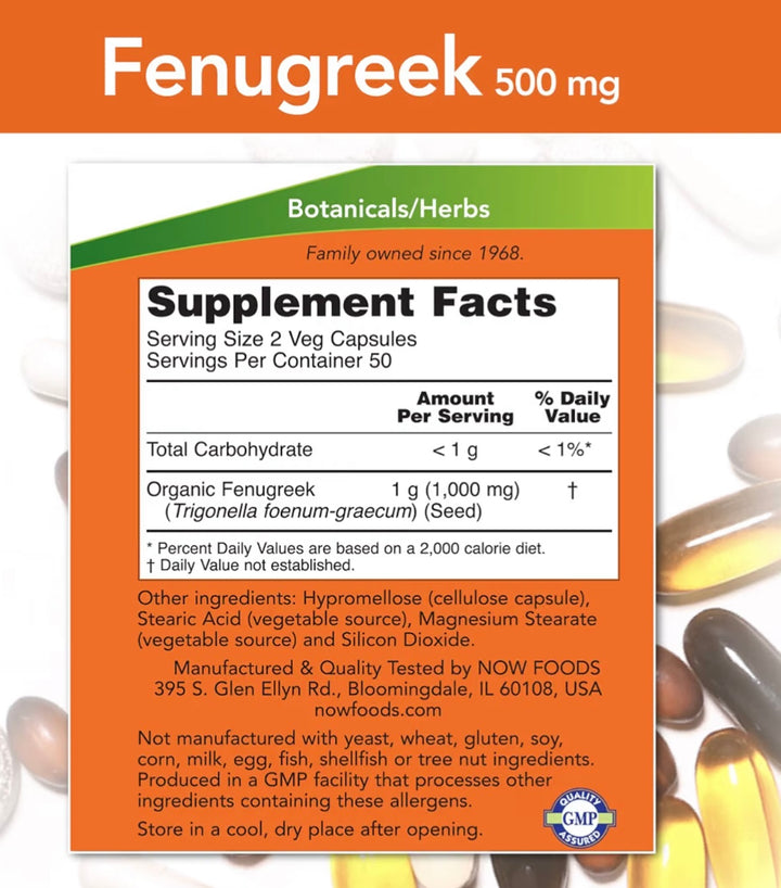now fenugreek 500 mg 100 vegetable capsules | ناو مكمل عشبي يحتوي على بذور الحلبة 500 مغ - 100 كبسولة