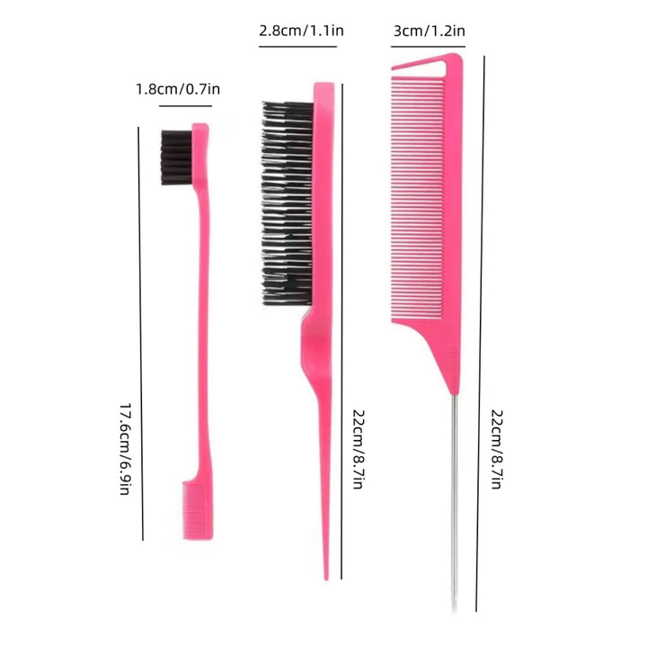 Hair Brush & Comb Set - 3Pcs | مجموعة أدوات تصفيف الشعر - 3 قطع
