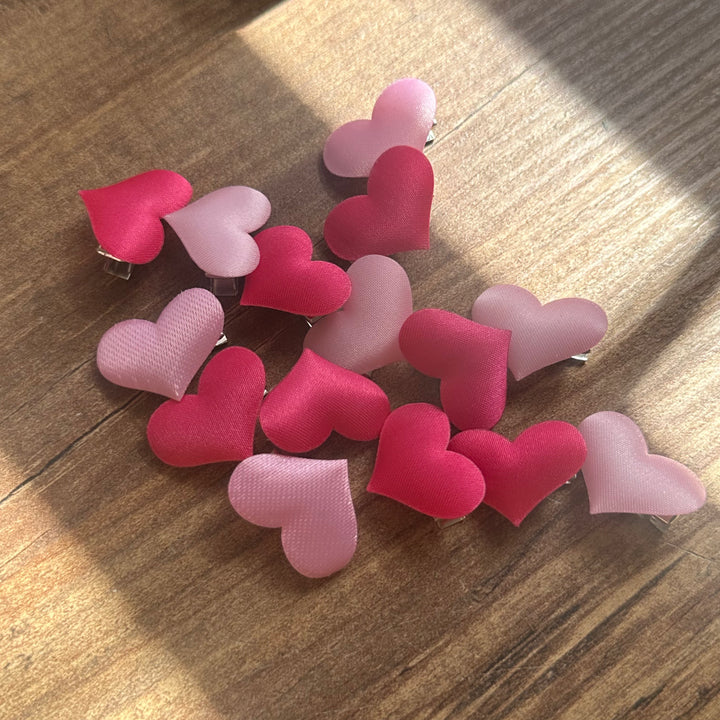 Heart Hair Clips - 15Pcs | مشابك شعر على شكل قلب - 15 قطعة