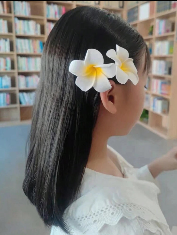 White Rose Hair Clips - 2pcs | مشابك شعر - 2 قطعة