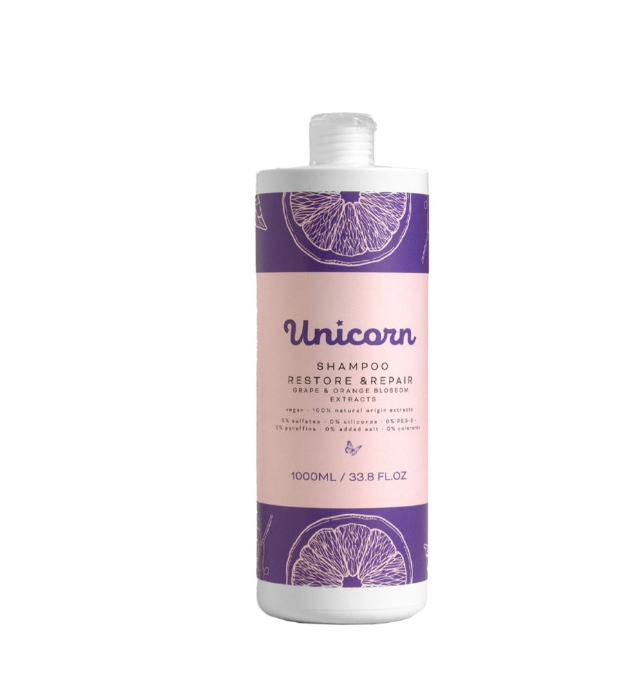 Unicorn turquaz Shampoo Restore & Repair - 1000ml | توركواز شامبو معالج للشعر المتضرر - 1000 مل