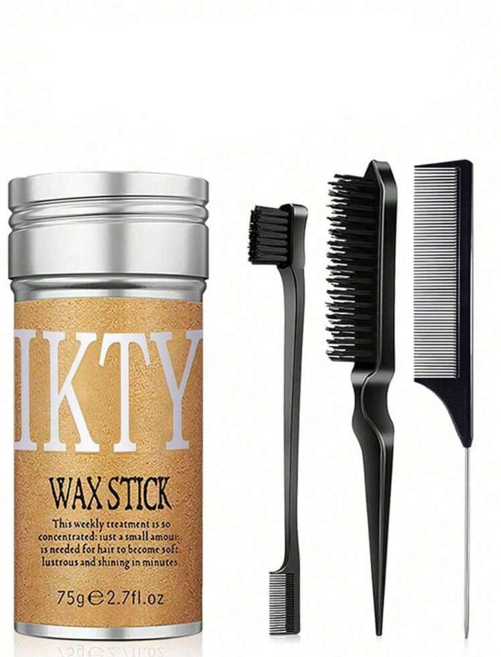 IKT Wax Stick With Hair Styling Brush  - 75g - 3pcs | مجموعة لتصفيف الشعر ستيك شمع و فراشي للشعر - 3 قطع و الستيك 75 غرام