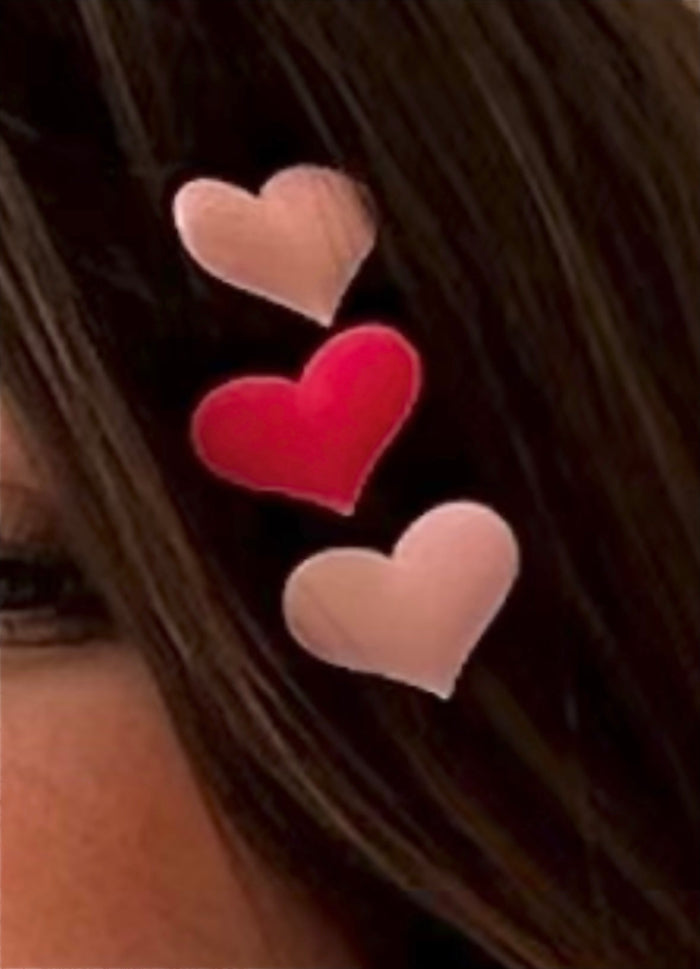 Heart Hair Clips - 15Pcs | مشابك شعر على شكل قلب - 15 قطعة