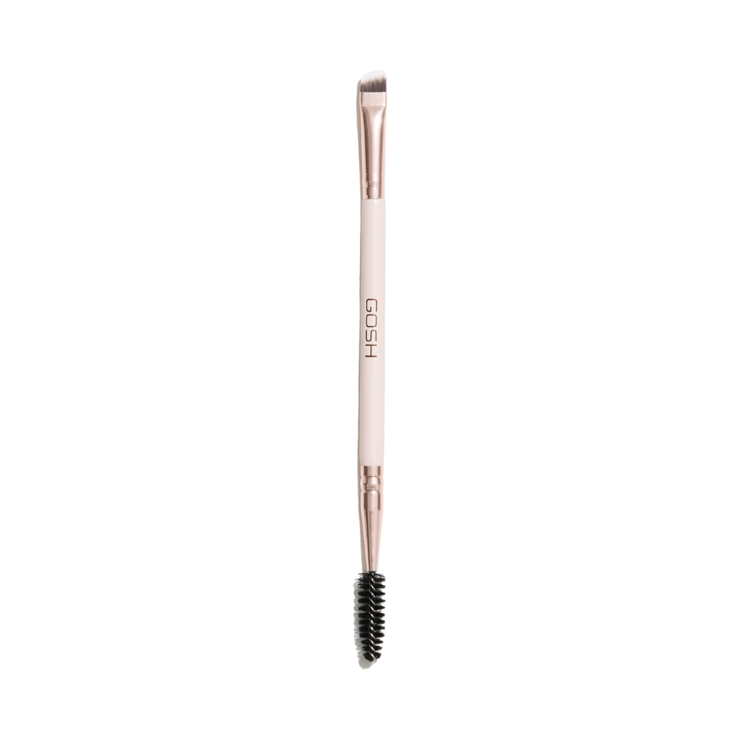 GOSH brow and eye liner brush dual ended angled brush with spoolie white handle makeup tool