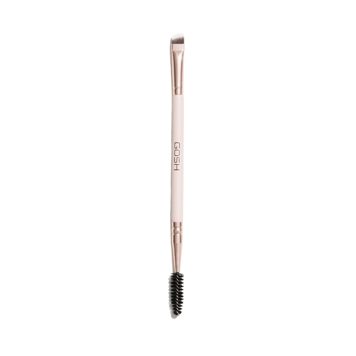 GOSH brow and eye liner brush dual ended angled brush with spoolie white handle makeup tool