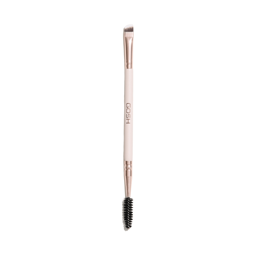 GOSH brow and eye liner brush dual ended angled brush with spoolie white handle makeup tool