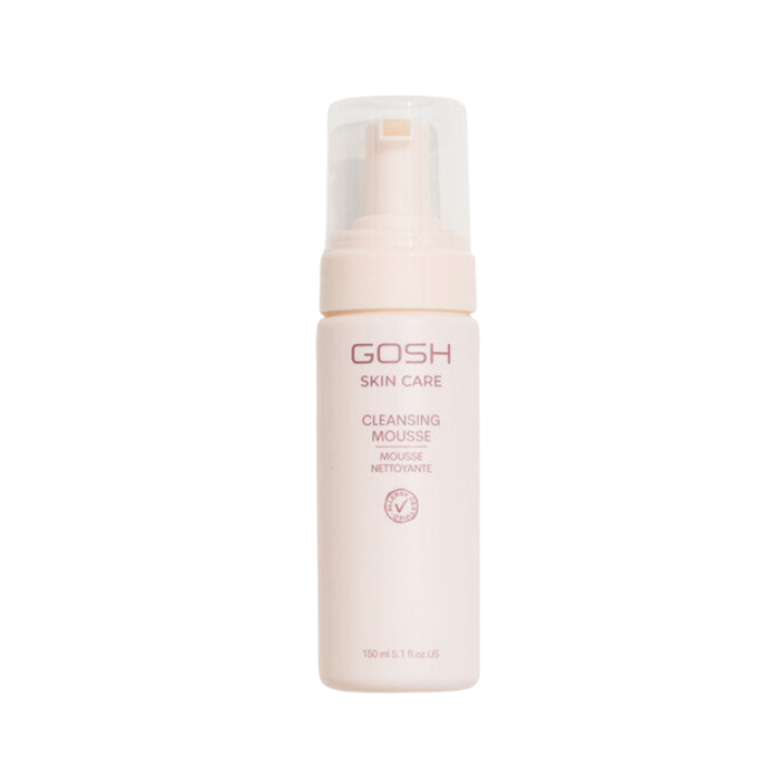 GOSH Skin Care Cleansing Mousse, 150 ml pale pink pump bottle with clear cap.