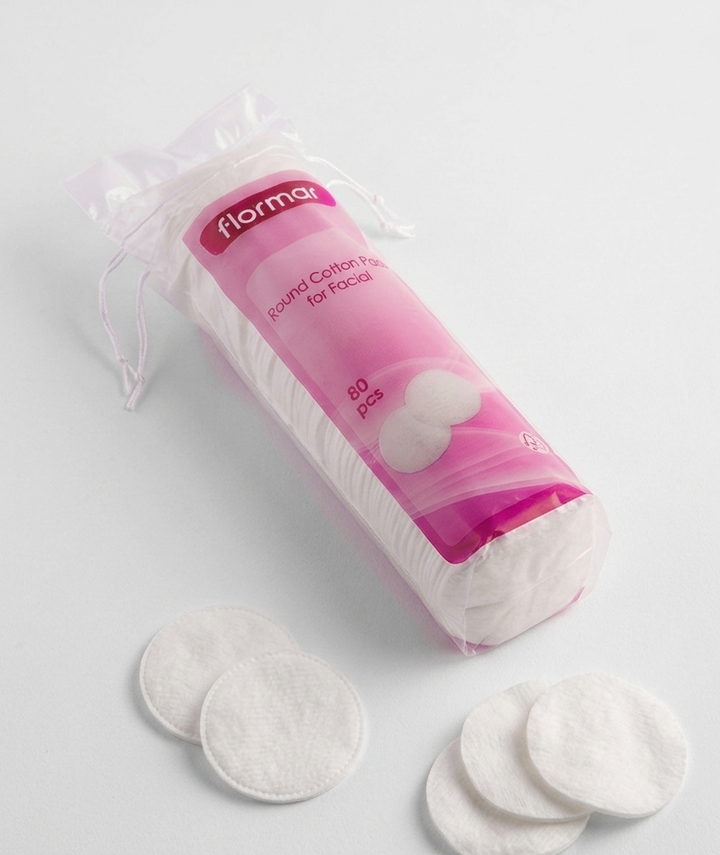 Flormar Round Cotton Pads For Facial -80 Pcs | فلورمار قطع قطن دائري للوجه - 80 قطعة