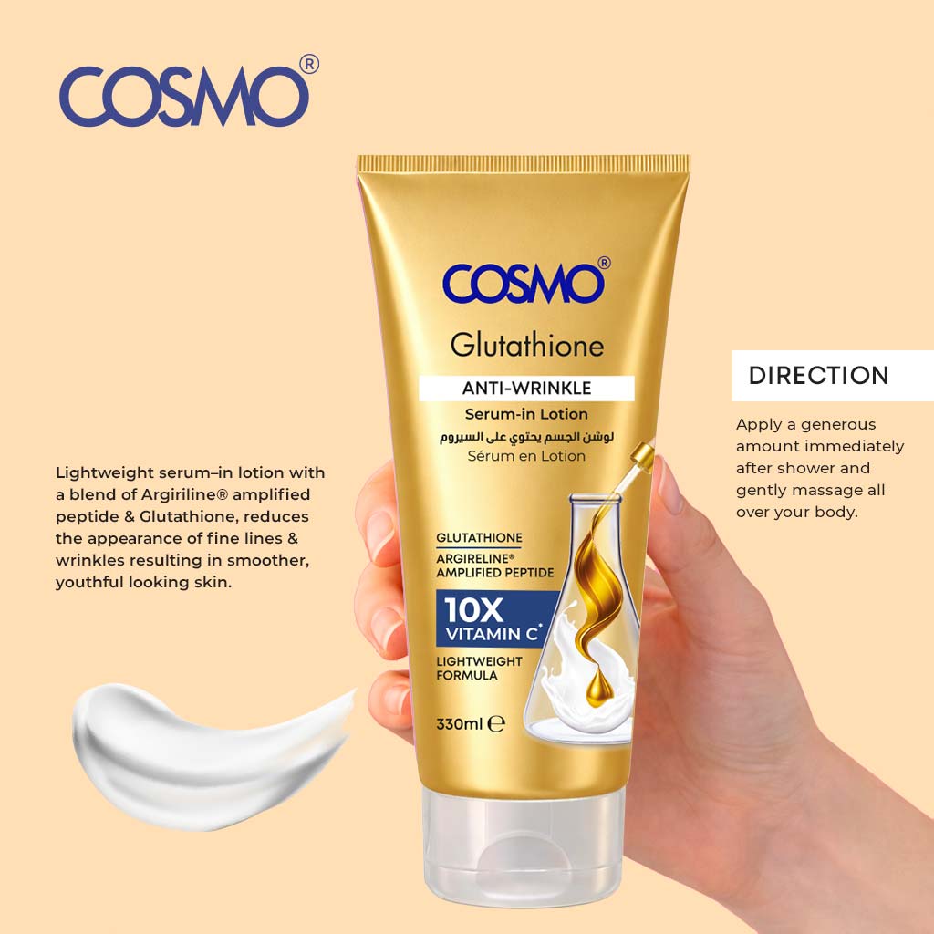 COSMO 3PCS SERUM IN LOTION 330ML ANTIWRINKLE / SERUM IN DEODORANT 50ML BRIGHT&NOURISH / BODY WASH 500ML BR | كوزمو مجموعة العناية بمكافحة التجاعيد #2
