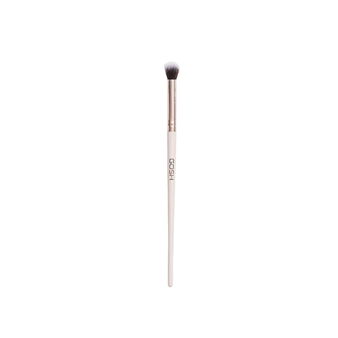 GOSH blending eye makeup brush, fluffy rounded bristles with beige handle and metallic ferrule.