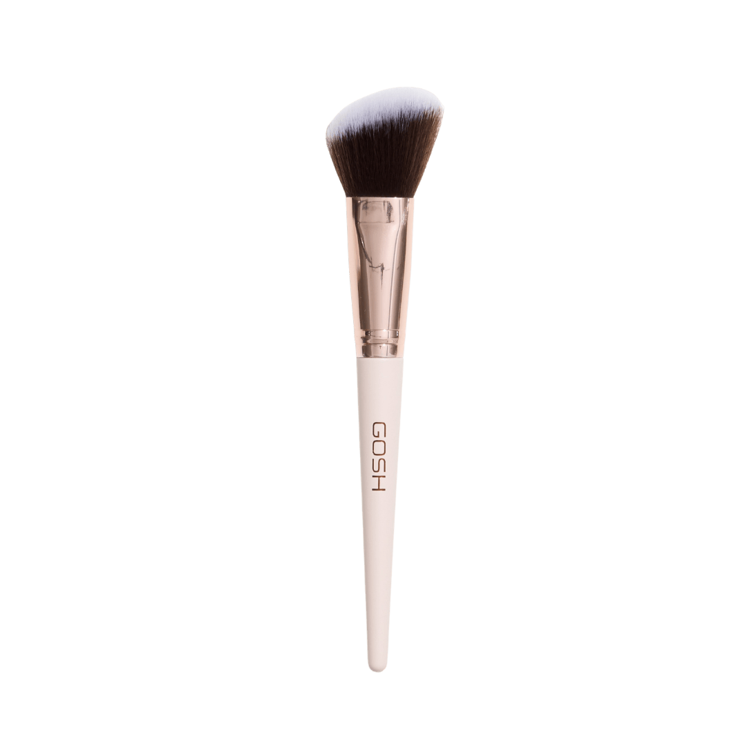 GOSH contour makeup brush angled soft bristles white handle rose gold ferrule medium size