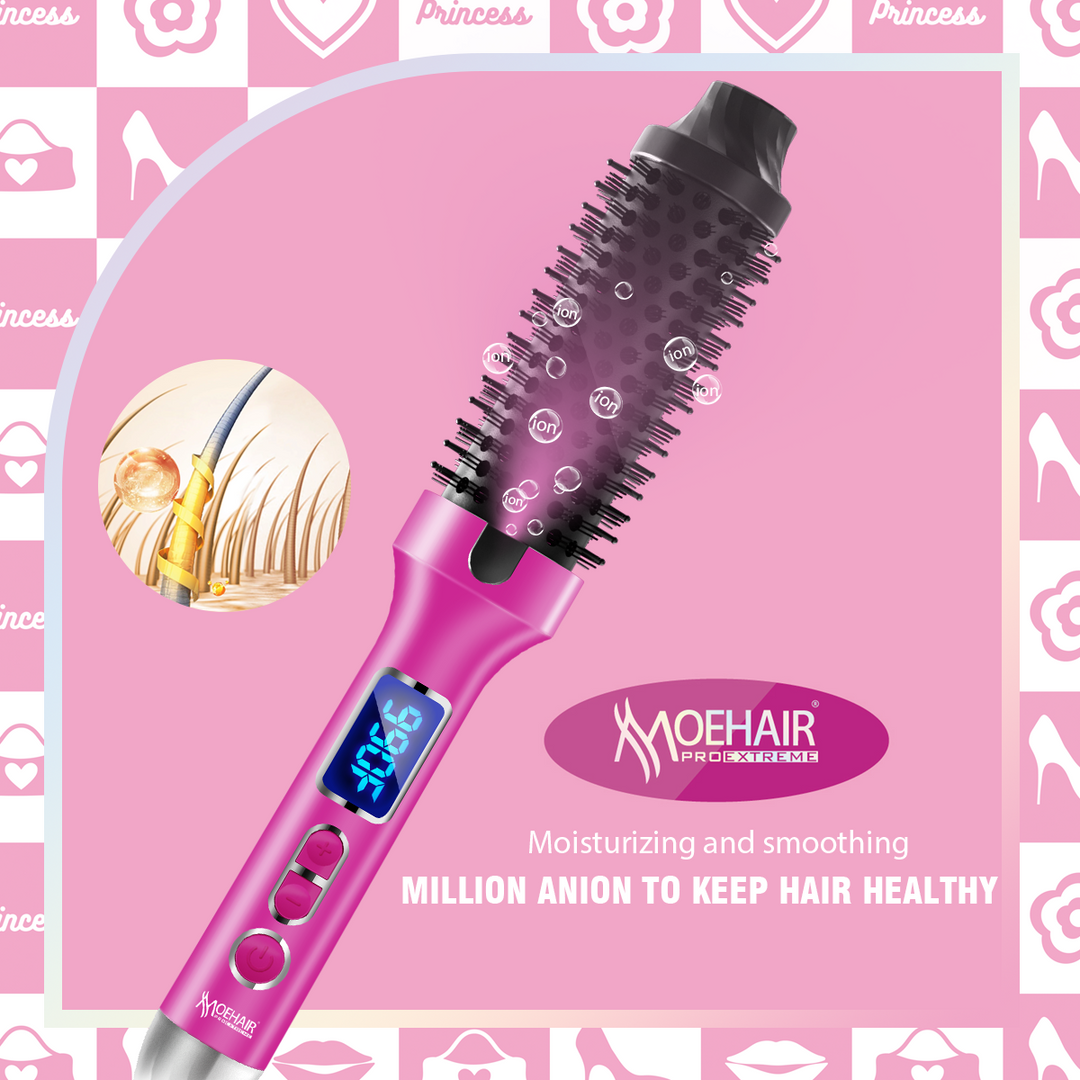 MOEHAIR 3 in 1 Ionic Hair Styling Brush Electric Straightener & Curling Iron | موهير فرشاة تصفيف الشعر الأيونية 3 في 1 للفرد والتجعيد