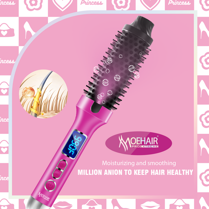 MOEHAIR 3 in 1 Ionic Hair Styling Brush Electric Straightener & Curling Iron | موهير فرشاة تصفيف الشعر الأيونية 3 في 1 للفرد والتجعيد