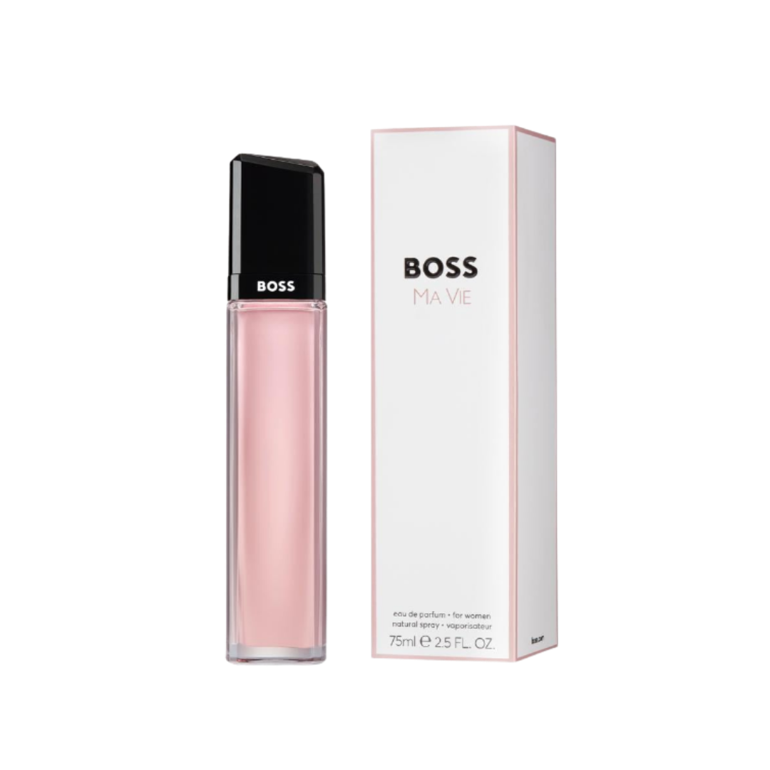 BOSS Ma Vie Eau de Parfum for women 75 ml pink bottle with white box packaging